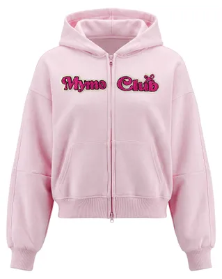Produktbild von Damen Strickhoodie mit Kapuze, Reißverschluss und Taschen, rosa, Größe M