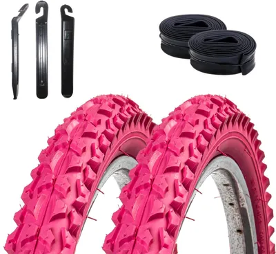 Produktbild von 2 x Roverstone Fahrradreifen 24 x 2,125 (57-507) Rosa + 2 Schläuche DV inkl. Reifenheber