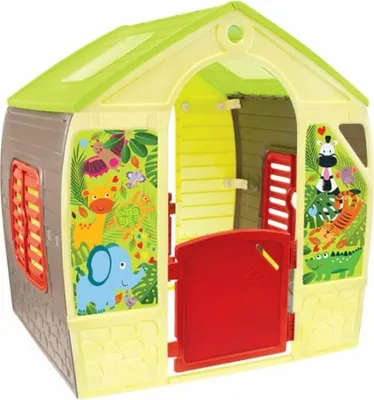 Immagine prodotto di Casetta per bambini Mochtoys | Casetta per interni ed esterni Facile da montare Realizzata in plastica resistente ai raggi UV Include adesivi