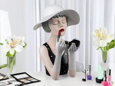 Produktbild von formano Deko-Büste Dame mit Lippenstift Handbemalt Bunte Skulptur 30 cm Figur