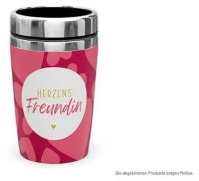 Produktbild von Thermobecher Herzensfreundin, 240 ml, doppelwandig, Edelstahl/Kunststoff