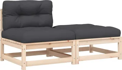 Produktbild von vidaXL Gartensofa ohne Armlehnen mit Kissen und Hocker