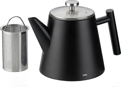 Image de KELA Théière Modena acier inoxydable 18/10 noir 15,0cm 11,5cm 1,0l KL-11357