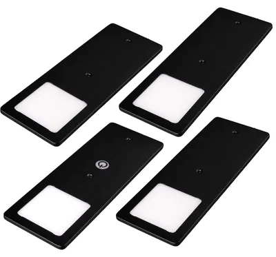 Produktbild von kalb | schwarz 5W- sehr flache Küchenleuchte mit Touch-Dimmfunktion 4er Set neutralweiß