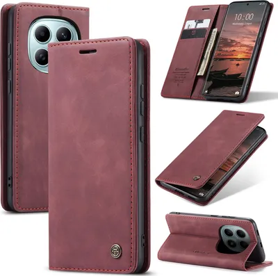Obrázek produktu pro Pouzdro pro Xiaomi Redmi Note 15 5G/4GRed, RetroPolyuretanKožené Pouzdro s Funkcí Stojánku červený