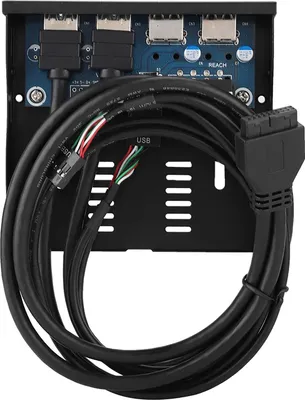 Produktbild von 3,5-Zoll-19-poliger T9-Pin-Anschluss, High Speed USB 3.0 + USB 2.0, 4 Anschlüsse, Floppy-Laufwerk, Frontblende