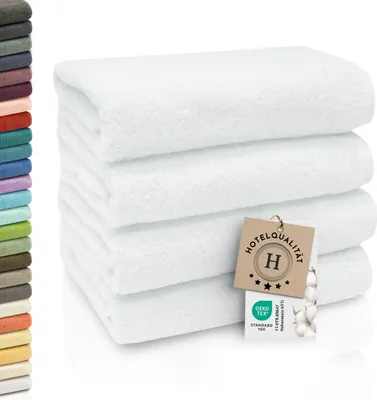 Produktbild von 4er Set Handtücher aus Baumwolle, 50x100 cm, weiß