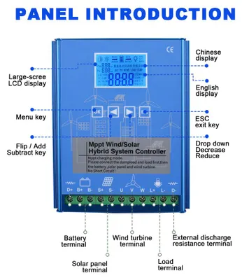 Obrázek produktu pro Hybridní regulátor nabíjení pro větrné a solární systémy - 24V/48V, automatický - výkon 6000W - technologie MPPT - pro baterie a správu energie