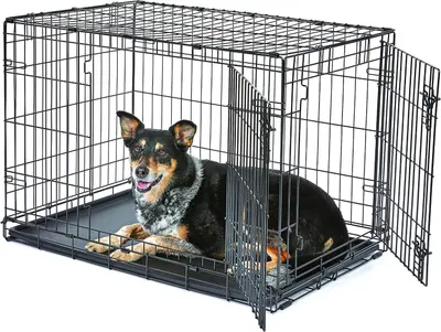 Produktbild von Hundebox – Hundezwinger – Verhaltenstraining – Verbesserte Sicherheitsverriegelung – 36 x 58,5 x 63,5 cm – Schwarz