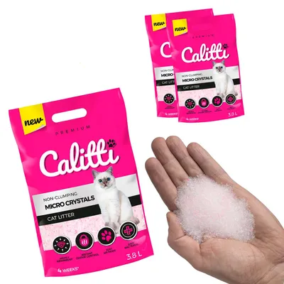 Obrázok produktu pre Calitti - mikrosilikátová podstielka pre mačky | Antibakteriálny piesok pre mačky | Sada 2 ks 2 x 3,8 l = 7,6 l
