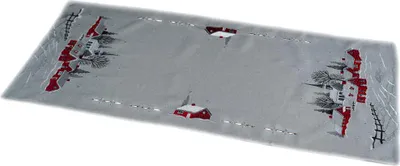 Produktbild von Tischdecke Tischläufer Stickerei Dorf mit Kirche Winterwald 40 x 140 cm