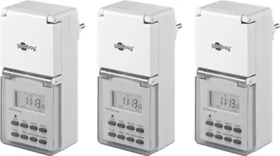 Produktbild von Goobay Digitale Zeitschaltuhr IP44, 3 Stück, Weiß