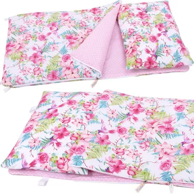 Obrázek produktu pro Spací pytel BOBO pro děti do 2 let 90x50 cm pro jesle s regulací teploty bavlna - růžové květy