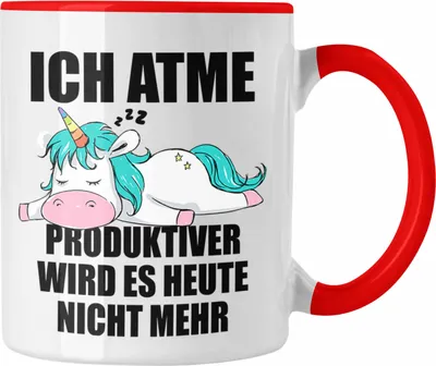 Produktbild von Trendation - Lustige Tasse mit Spruch Mitarbeiterin Einhorn Geschenk Arbeitskollege Frauen (Rot)