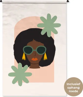 Produktbild von MuchoWow® Wandteppich Wandbehang Frau - Sommer - Blumen 120x180 cm Tapisserie Dekoration Wandtuch - Schlafzimmer - Dekorationen für das Haus