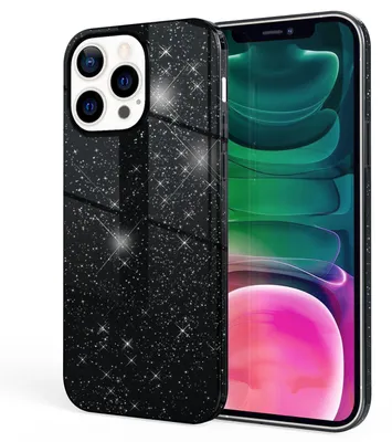 Immagine prodotto di NALIA Custodia Glitter robusta per iPhone 13 Pro, Custodia protettiva ibrida Glitter antiurto Custodia in silicone rinforzato Nero