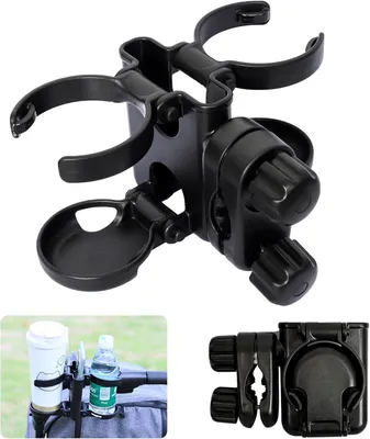 Obrázok produktu pre Držiak na nápoje pre kočík, 3-v-1 Skladací, 360° Otočný, Univerzálny pre kočík, Invalidný vozík, Bicykel