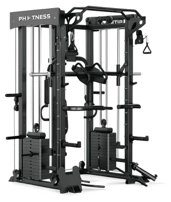 Image de PH Fitness Power Rack tout-en-un avec machine Smith, Pec Deck et double système de câbles – station de musculation complète pour la maison