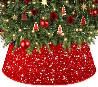 Produktbild von Weihnachtsbaumkranz Basisdeko mit Glitzerpailletten - 40x60x20cm