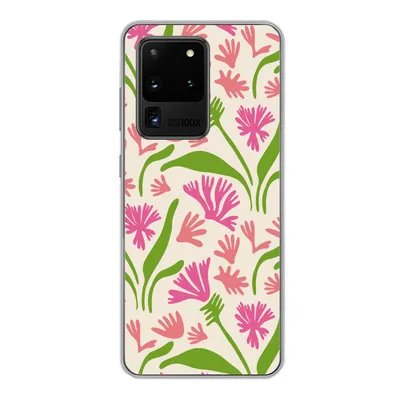 Produktbild von MuchoWow® Handyhülle Schutzhülle Hülle für Samsung Galaxy S20 Ultra Blume - Muster - Blatt Silikon Softcase Handy Hülle - Karteninhaber