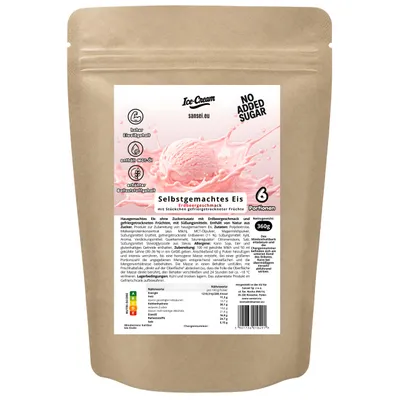 Image de Sansei Préparation pour glace maison à la fraise sans sucres ajoutés, 360 g