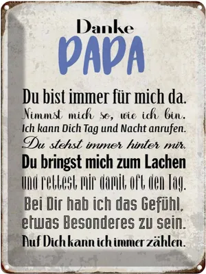 Produktbild von vianmo Blechschild 40x30 cm Danke Papa du bist für mich da Spruch Zitat
