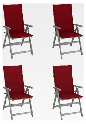 Produktbild von Verstellbare Gartenstühle 4 Stück mit Auflagen aus Akazienholz
