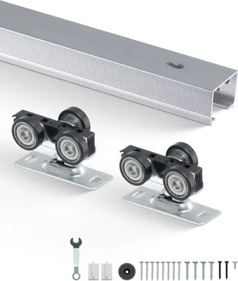 Produktbild von VEVOR Schiebetür-Beschlagschienensatz Schiebetürsystem 1441 mm Beschlagsatz für 610–762 mm breite Einzeltüren, reibungslos und einfach zu installieren Schiebetürbeschlag 100 kg belastbar