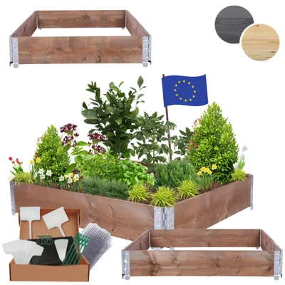 Produktbild von MODO24 Hochbeet Holz, Pflanzrahmen, Kräuterbeet, Gemüsebeet, Massivholz Kiefer, Garten, 20x120x100 cm, Braun, ZP10
