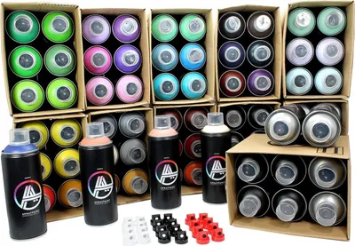 Produktbild von Double A Spraypaint Sprühdosen Set Multicolor 72 Spraydosen 400ml matt inkl. Sprühaufsätze