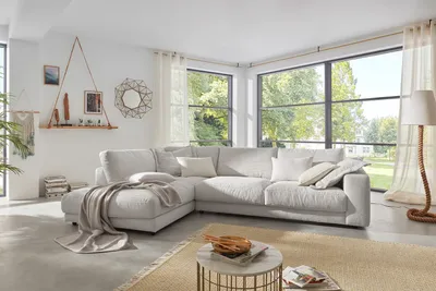 Produktbild von KAWOLA Sofa MADELINE Ecksofa Cord hellgrau Recamiere links