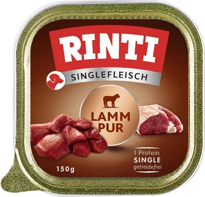 Produktbild von RINTI Singlefleisch Lamm Pur 150g, Adult, jede Rasse, Lamm, 150 g, Ohne Soja