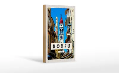 Produktbild von Holzschild Reise 12x18 cm Korfu Greece Griechenland Urlaub