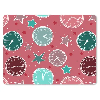 Produktbild von MuchoWow® Mauspad Mousepad Uhr - Rosa - Muster - Sterne 23x19 cm - Mousepads - Maus Mat - Pad - Mausunterlage - Schreibtischunterlage - Mauspad