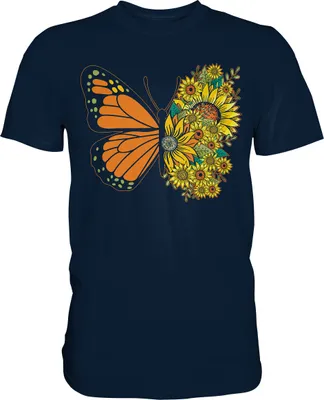 Produktbild von Sonnenblumen Schmetterling T-Shirt – Navy / 5XL