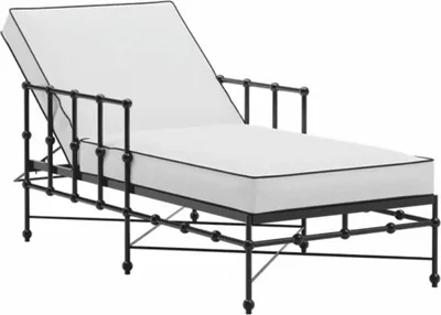 Produktbild von Casa Padrino Luxus Gartenliege mit Armlehnen Schwarz / Weiß 198 cm - Hotel & Garten Möbel