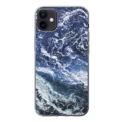 Produktbild von MuchoWow® Handyhülle Schutzhülle Hülle für iPhone 12 mini Naturstein - Blau - Weiß Silikon Softcase Handy Hülle - Bild