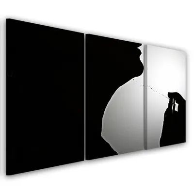 Immagine prodotto di Trittico su tela bianco e nero altro 90x60 cm Feeby grigio quadro da parete pronto per essere appeso