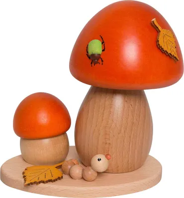 Produktbild von Drechslerei Kuhnert - Räucherfigur Pilz Rotkappe - Größe ca. 14cm, für Räucherkerzen Größe M (Standard) - 36001