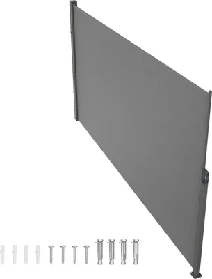 Zdjęcie produktu dla SucceBuy – markiza boczna zwijana, 200 x 298 cm, osłona zapewniająca prywatność na zewnątrz, wodoodporna przegroda i osłona przeciwwiatrowa z poliestru o gramaturze 180 g, przeznaczona na taras, podwórko, balkon, kolor szary
