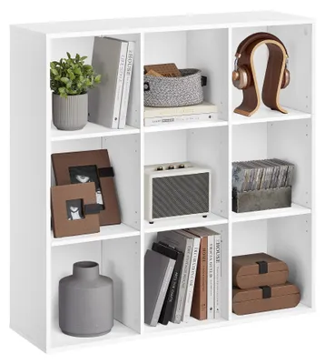 Produktbild von Bücherregal mit 9 Fächern für Wohnzimmer oder Büro | Weiß