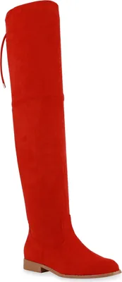 Obrázok produktu pre Mytrendshoe Dámske čižmy nad kolená Long Boots 825731, Farba: červená, Veľkosť: 36