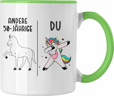 Produktbild von Trendation - 50. Geburtstag Frauen Tasse Einhorn Geschenk Geschenkidee 50er Geburtstag Mutter Mama (Grün)