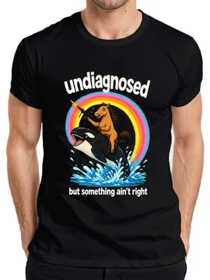 Produktbild von Undiagnosed But Something Ain't Right Pferd Statement Sarkasmus Herren T-Shirt, Schwarz, L