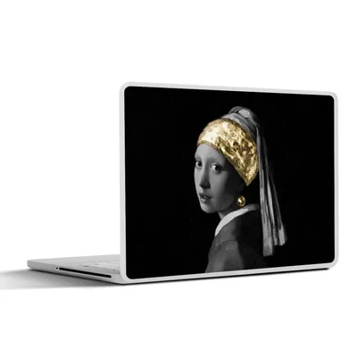 Produktbild von MuchoWow® Laptop Aufkleber Sticker Cover Mädchen mit einem Perlenohrring - Vermeer - Gold 32.5x23.5 cm - Sticker für Laptop - Selbstklebend