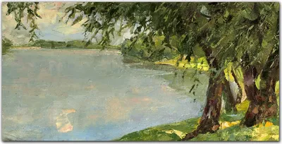 Produktbild von Coloray Bild aus Leinwand 140x70 Leinwand Dekoration - Gemälde See Bäume