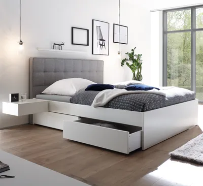 Produktbild von HASENA Elito weiß deckend lackiert 4 Bettkästen Kopfteil grigio 200x200