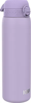 Imagen del producto de Botella de acero inoxidable de 1 litro, ligera, no aislada, a prueba de fugas, con apertura de una mano, cierre seguro, apta para lavavajillas, con tapa abatible, asa para transportar, fácil de limpiar, color lila (tono claro)