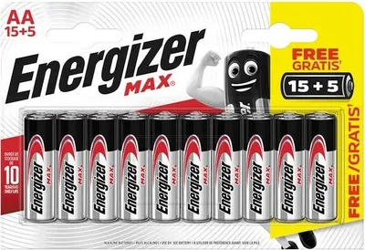 Image de Lot de 15 + 5 piles alcaline AA Max, 1.2 V, ENERGIZER