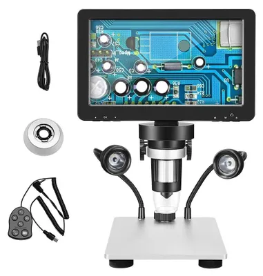 Obrázek produktu pro Digitální mikroskop, 7palcový HD displej, rozlišení 1080p, BÍLÁ, 1200×